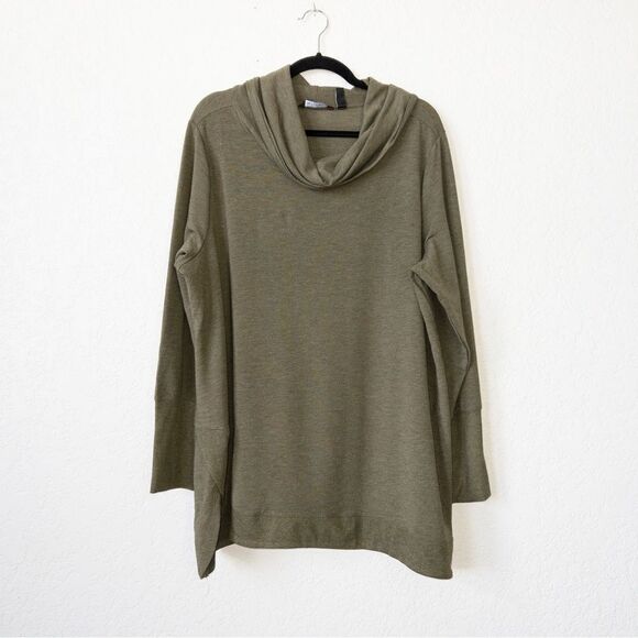 New H by Halston Olive Green Cowl Neckline Sweater Size 1X - Picture 1 of 5
